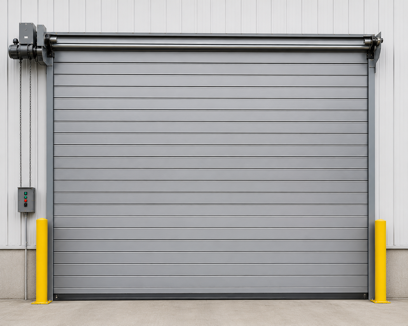 Cortina metálica enrollable nacional plana Cortmet tipo americana, fabricada en acero galvanizado para aplicaciones comerciales e industriales que requieren seguridad, durabilidad y apariencia profesional.